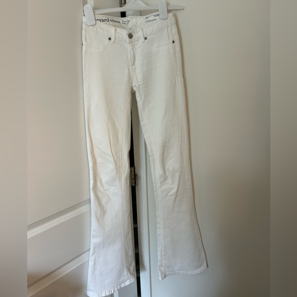Vineyard Vines mid-rise flare white jeans